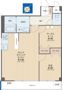 パシフィック浜町・南西角部屋10階の間取り